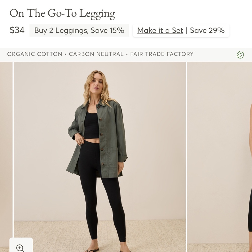 NWOT Pact Organic Cotton Black Leggings - Picture 4 of 9